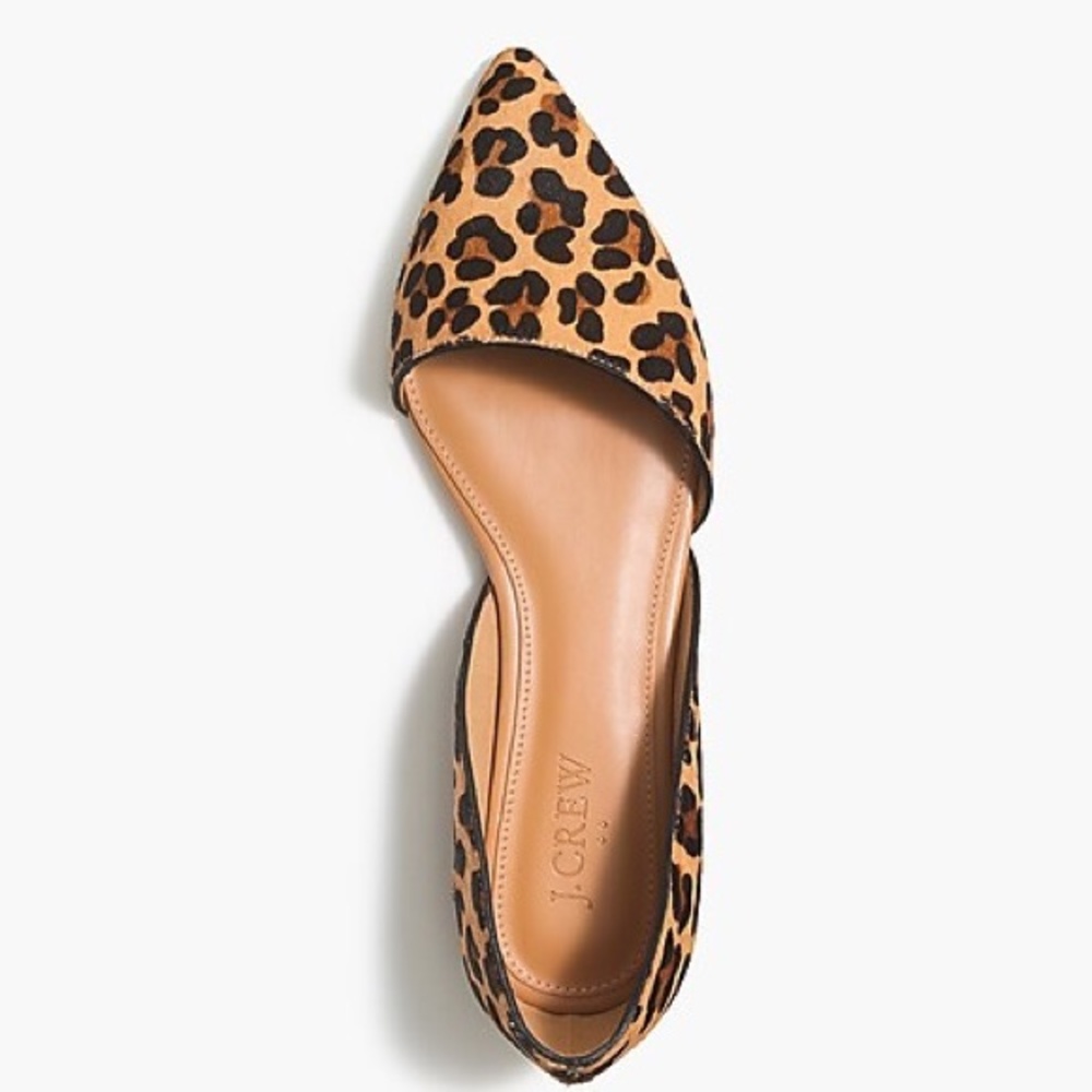 J CREW Zoe d’Orsay Leopard Flats / calf hair